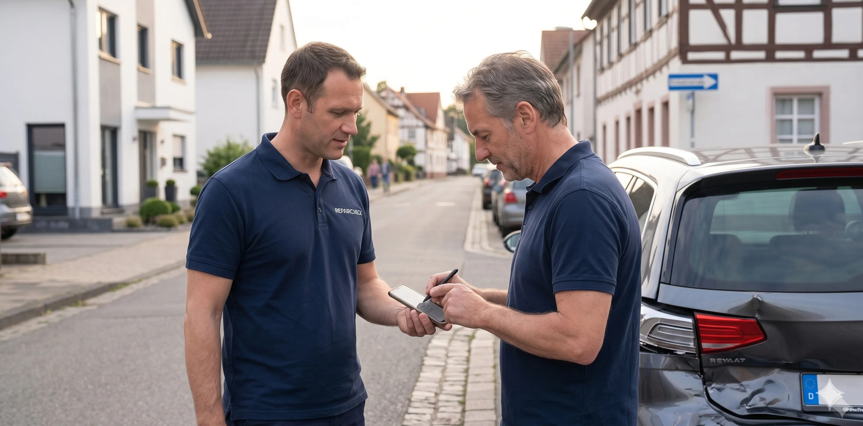 Kfz-Gutachter lässt Kunden auf Smartphone unterschreiben