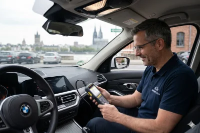 Sachverständiger liest Fehlerspeicher per OBD-Gerät aus