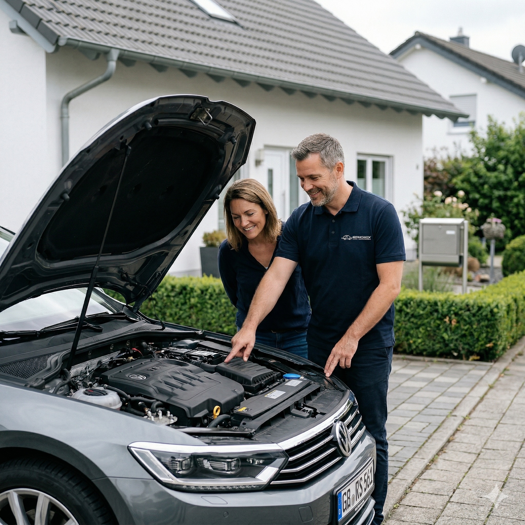 Repaircheck Sachverständiger erklärt Fahrzeugbefund vor Ort beim Kunden