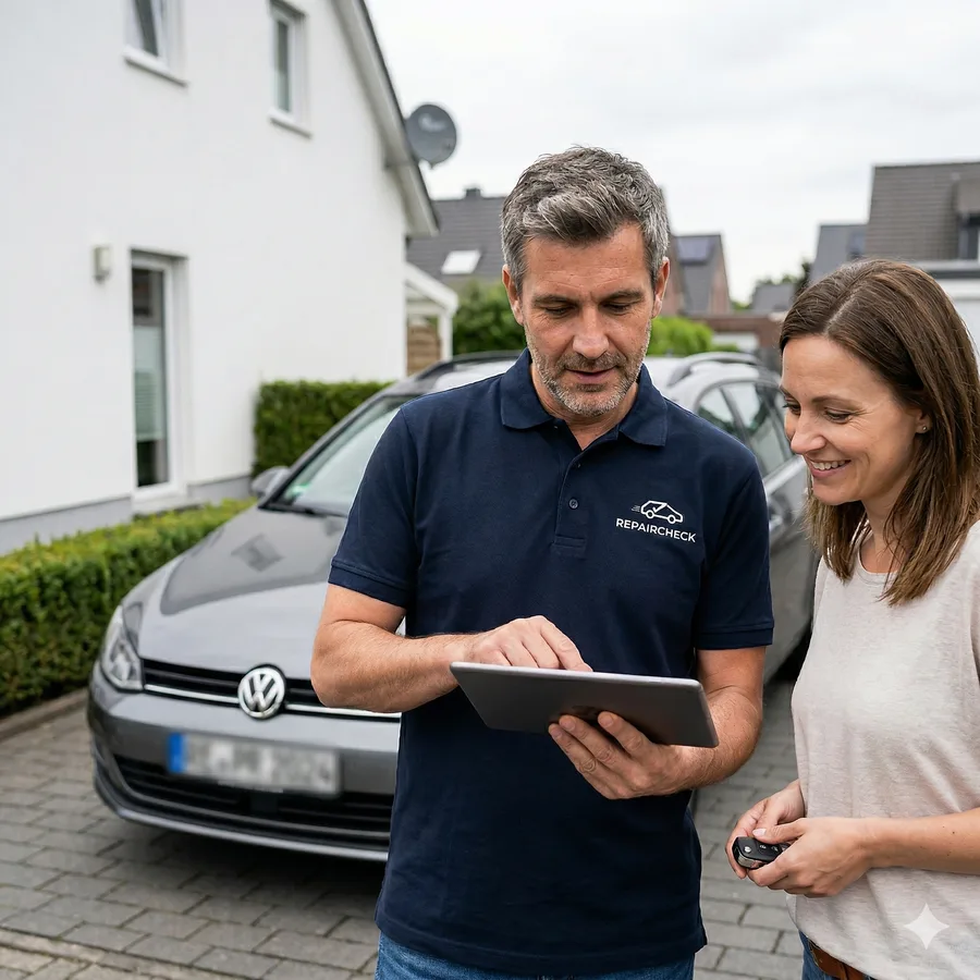 KFZ-Sachverständiger beim Vor-Ort-Termin beim Kunden